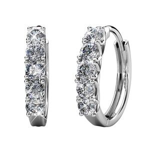 CATE & CHLOE • Silver Bethany Hoop Swarovski Crystal Huggies Earrings